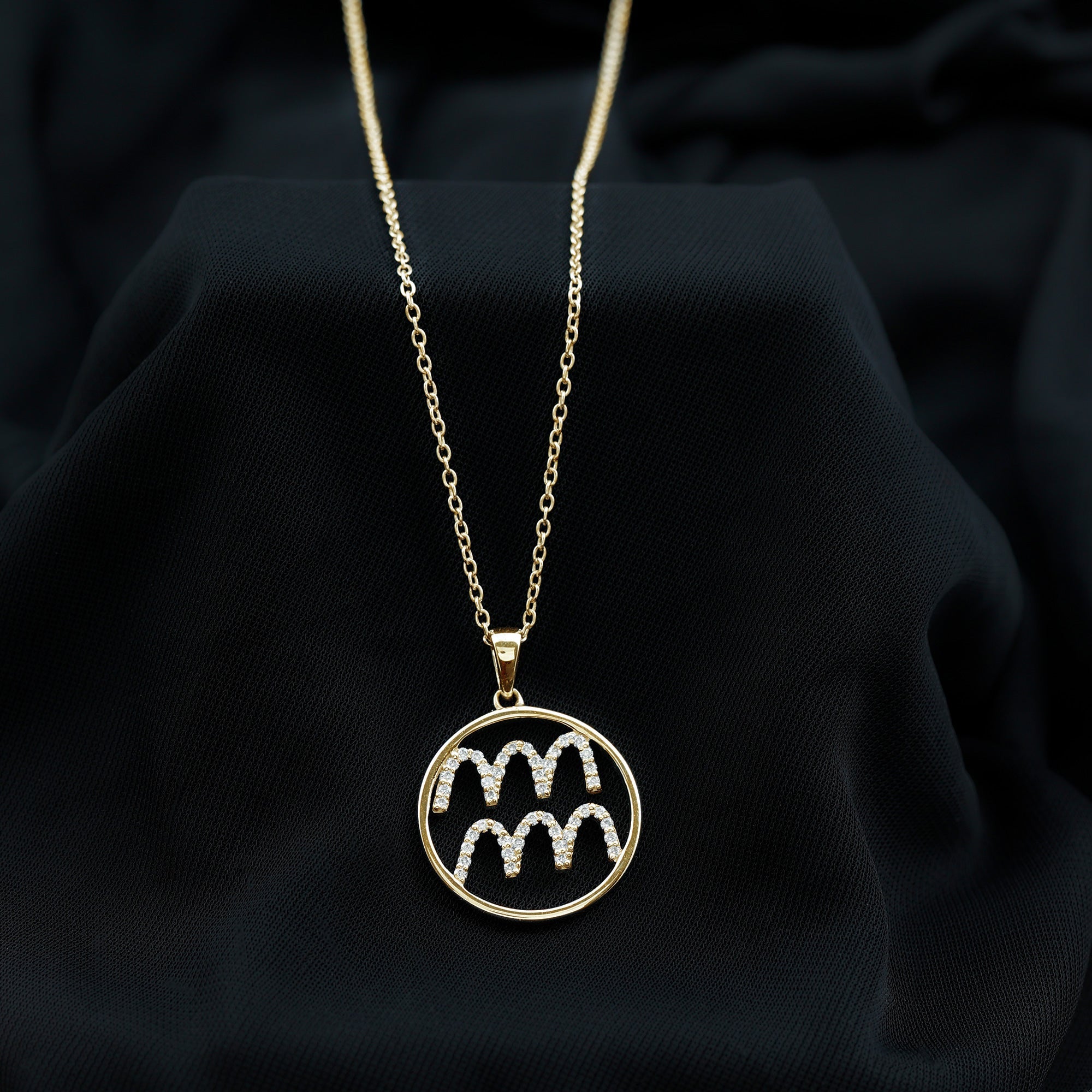 Certified Moissanite Zodiac Aquarius Pendant Necklace