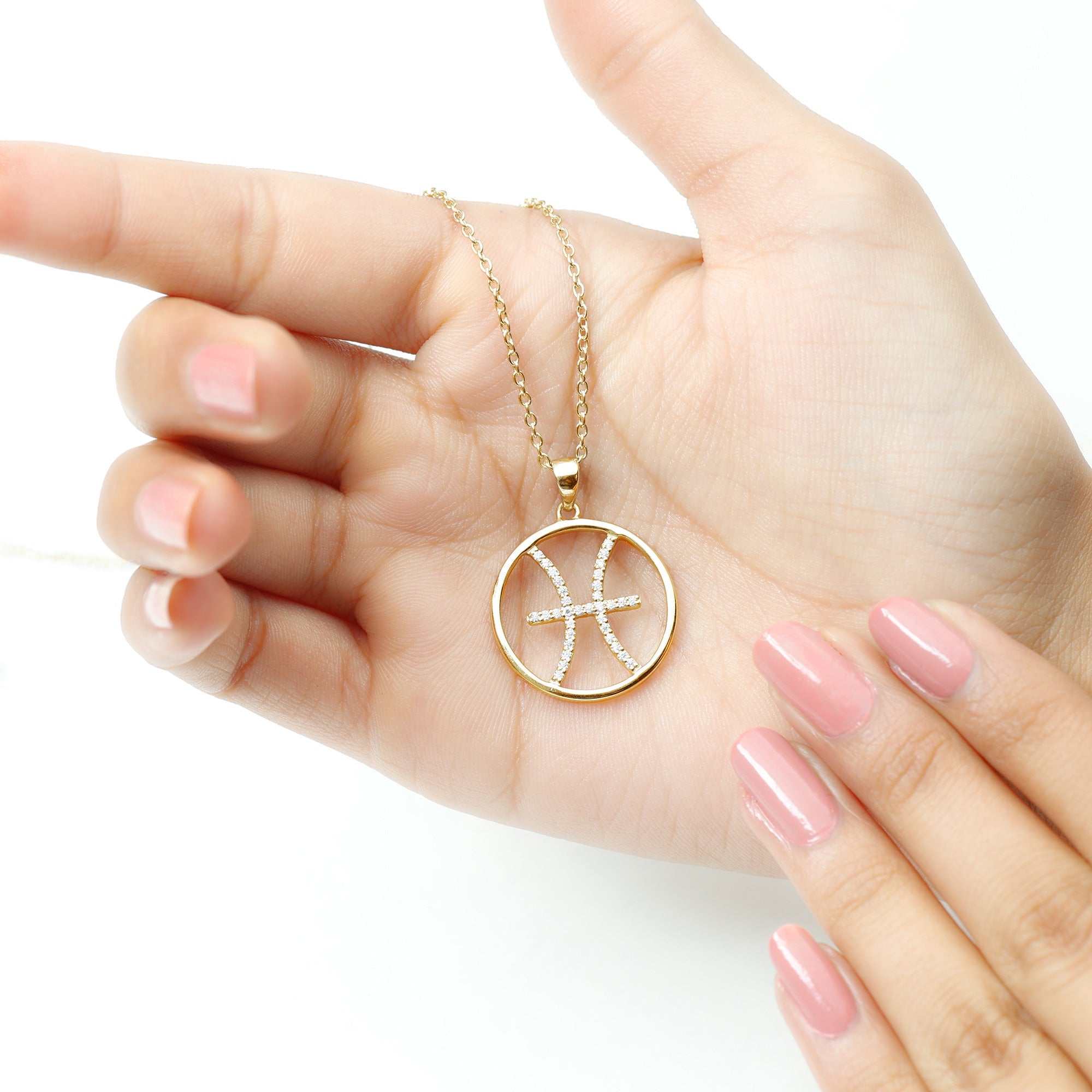 Certified Moissanite Pisces Zodiac Sign Pendant Necklace