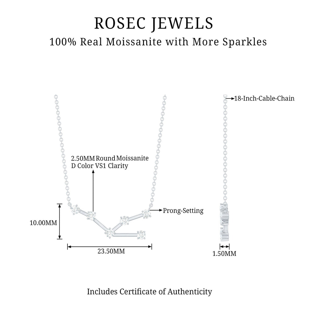 Moissanite Constellation Taurus Zodiac Sign Necklace