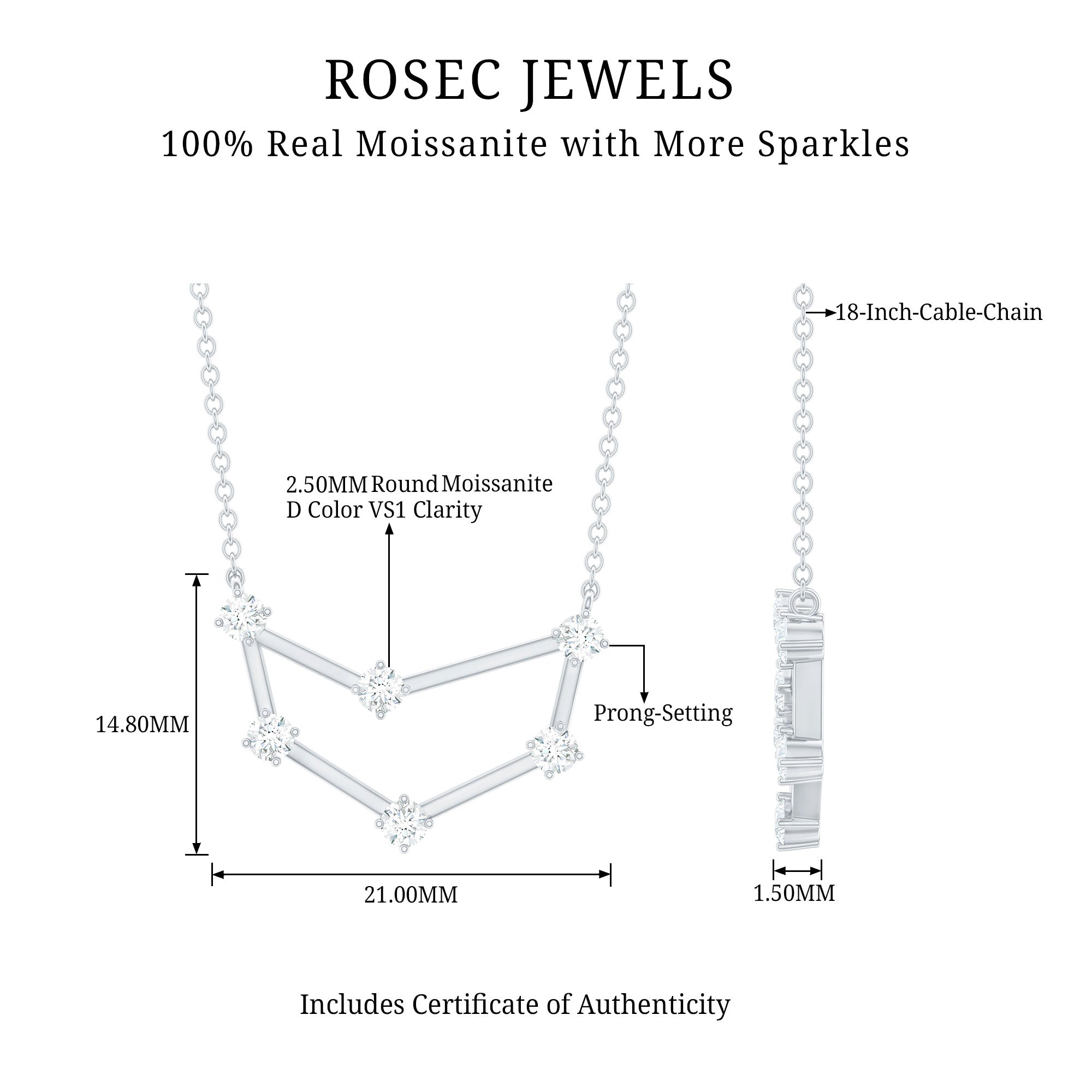 Certified Moissanite Capricorn Constellation Necklace
