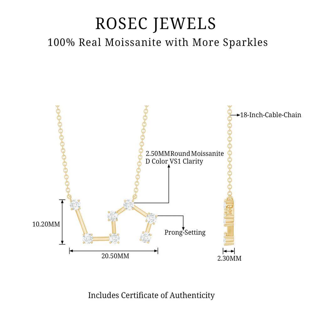 Moissanite Constellation Leo Zodiac Sign Necklace