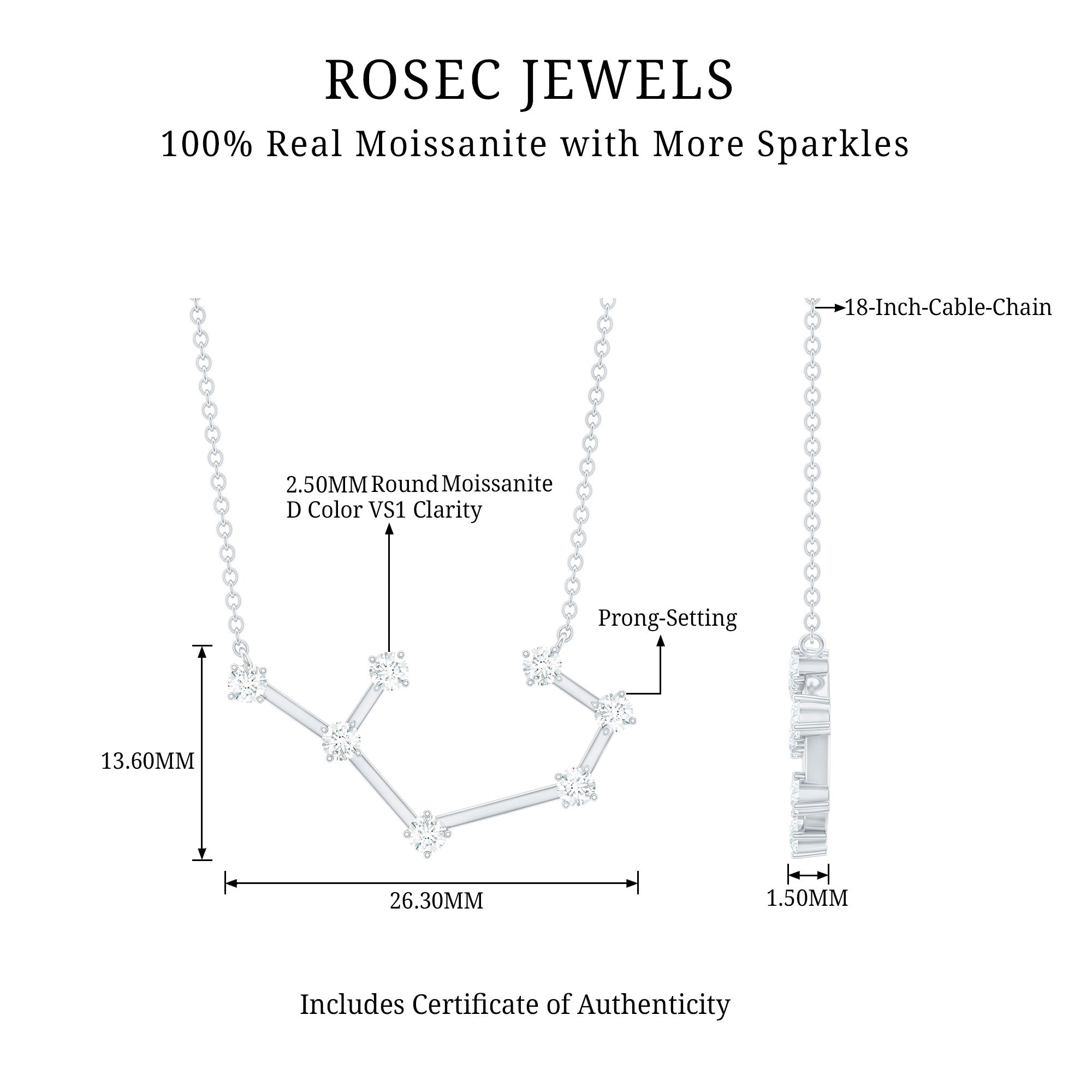 Certified Moissanite Constellation Sagittarius Zodiac Sign Necklace