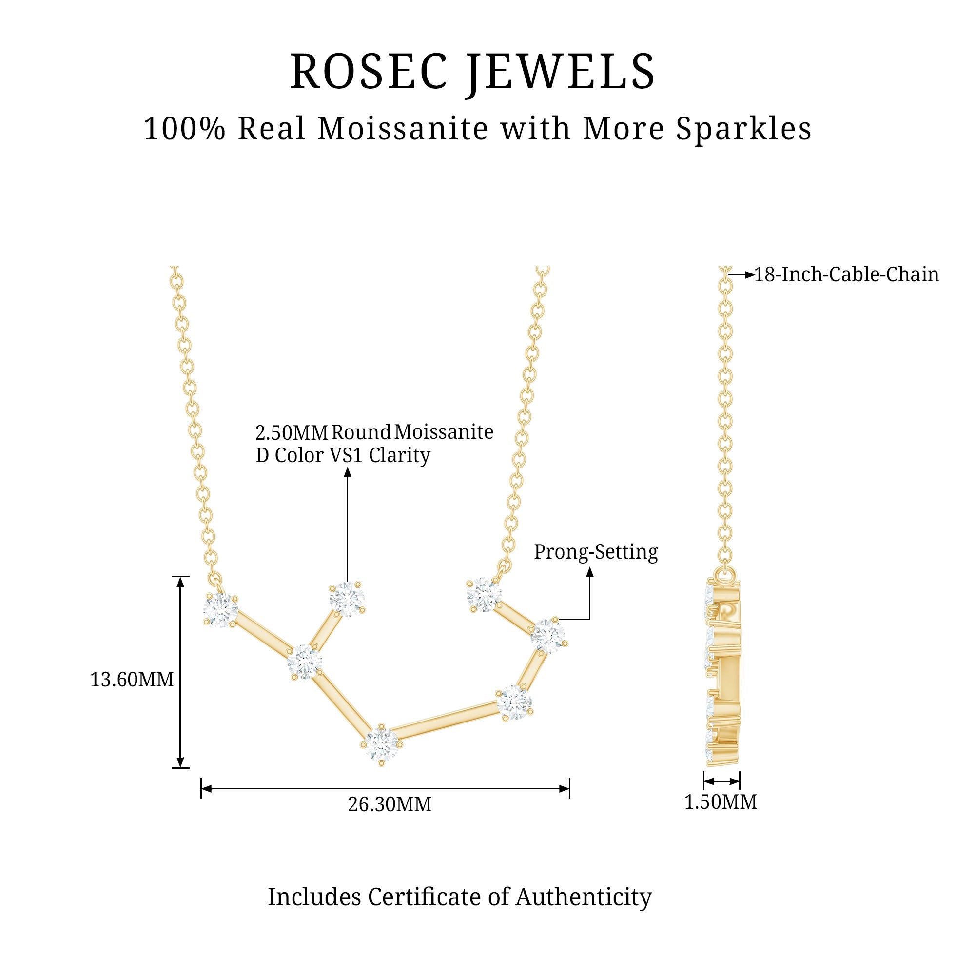 Certified Moissanite Constellation Sagittarius Zodiac Sign Necklace
