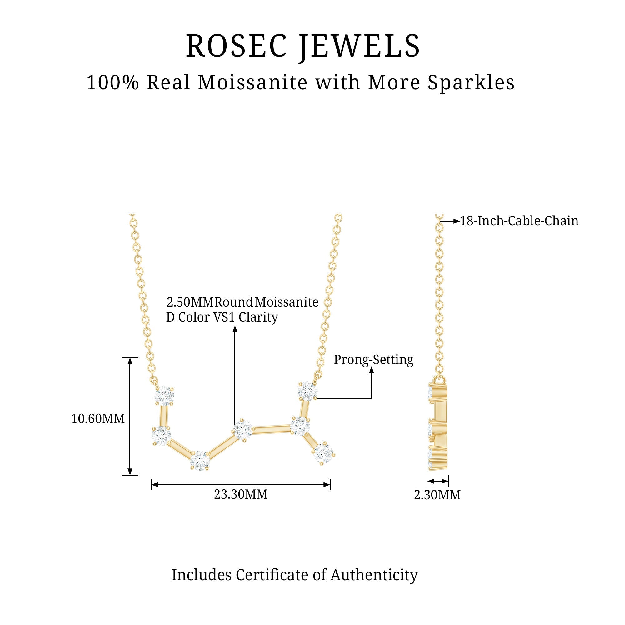 Certified Moissanite Constellation Scorpio Zodiac Necklace