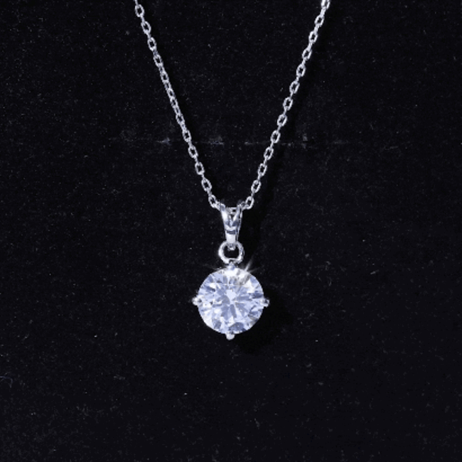 8 MM Round Certified Cubic Zirconia Solitaire Pendant Necklace in Gold