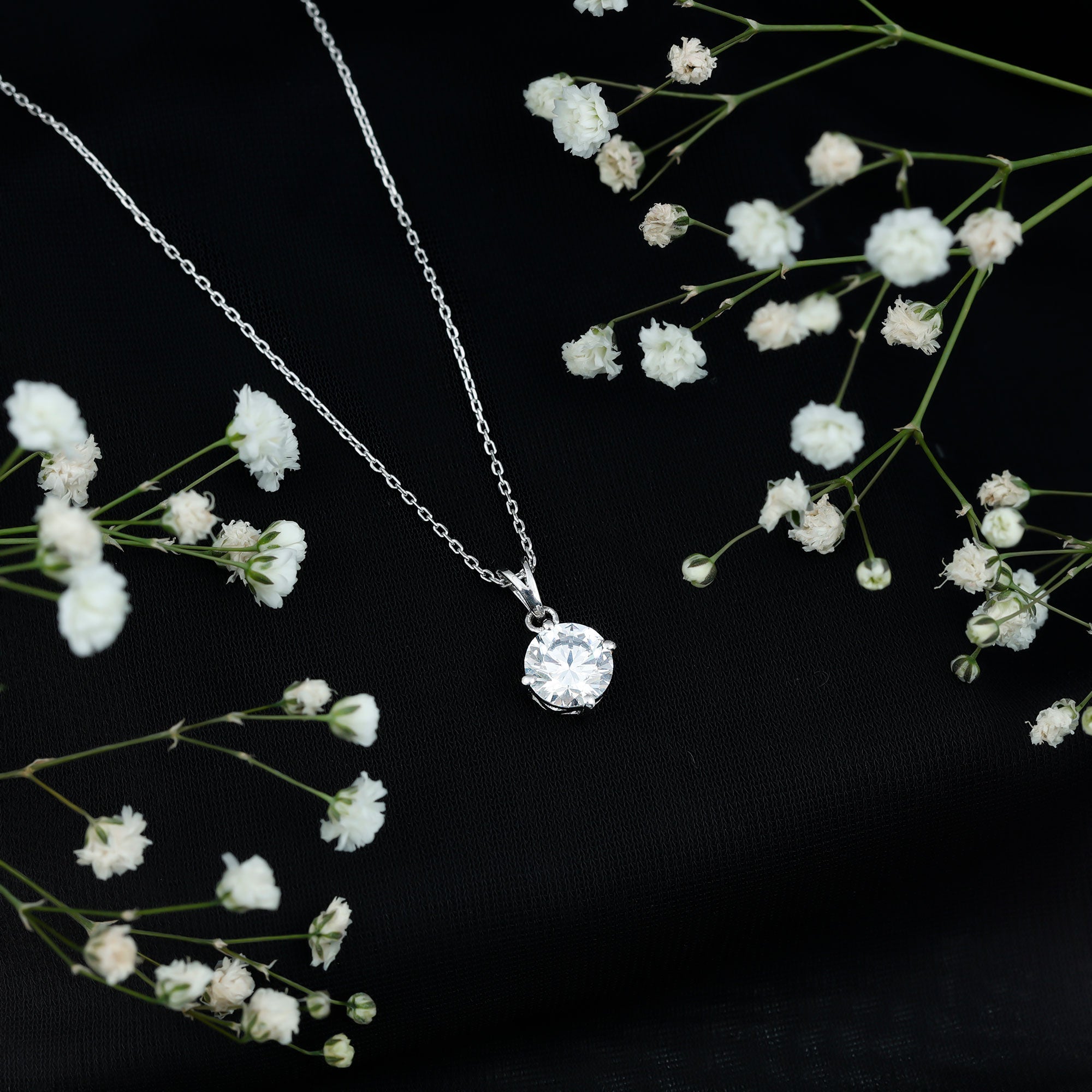 8 MM Round Certified Cubic Zirconia Solitaire Pendant Necklace in Gold