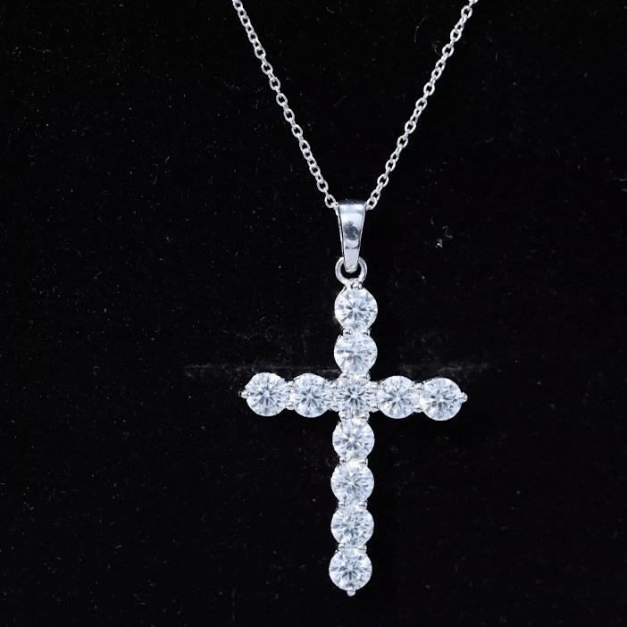 Certified Zircon Simple Cross Pendant Necklace