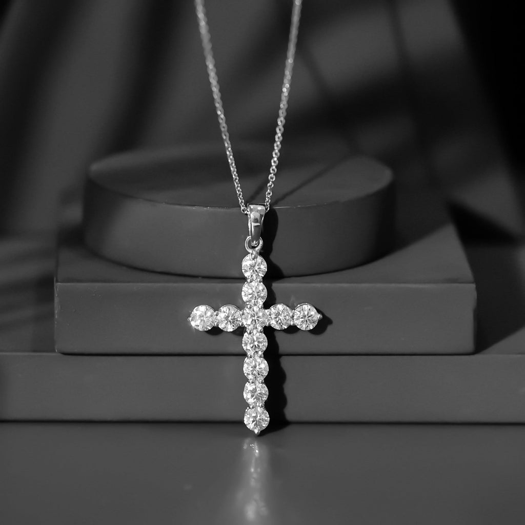 Certified Zircon Simple Cross Pendant Necklace