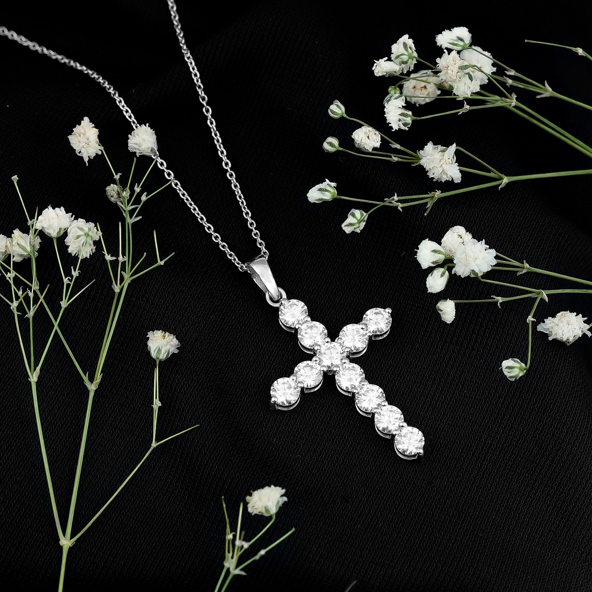 Certified Zircon Simple Cross Pendant Necklace