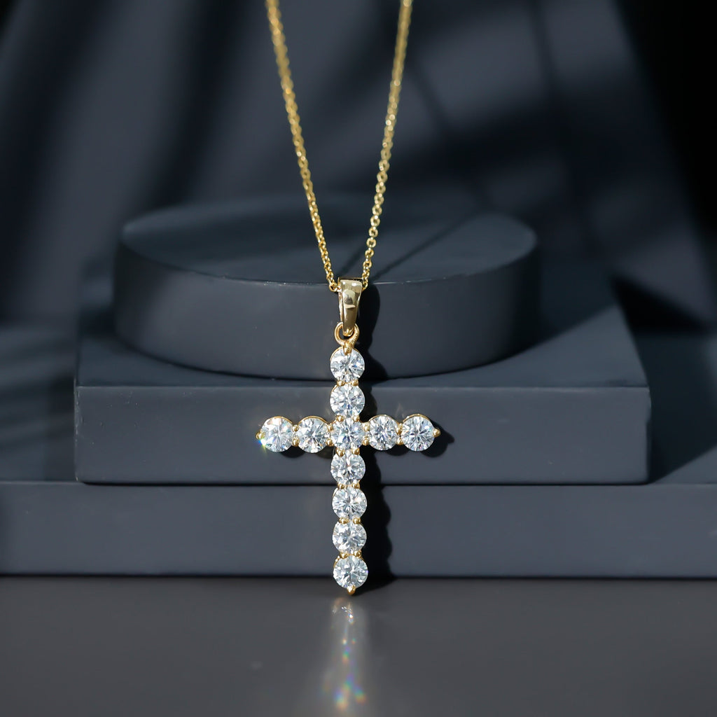 Certified Zircon Simple Cross Pendant Necklace