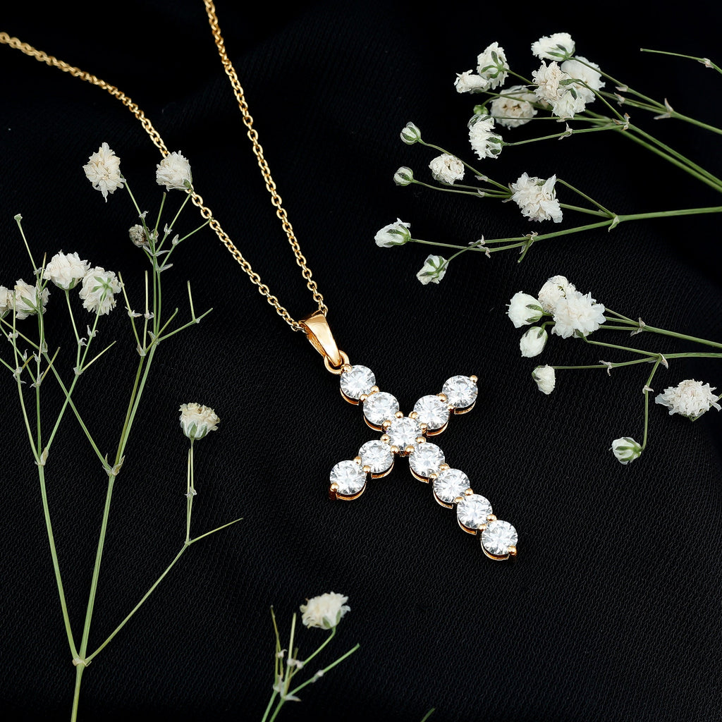 Certified Zircon Simple Cross Pendant Necklace