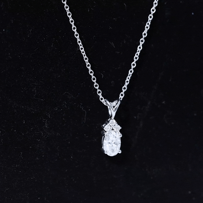 Oval and Round Cut Moissanite Minimal Solitaire Pendant Necklace