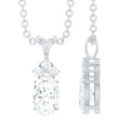 Oval and Round Cut Moissanite Minimal Solitaire Pendant Necklace
