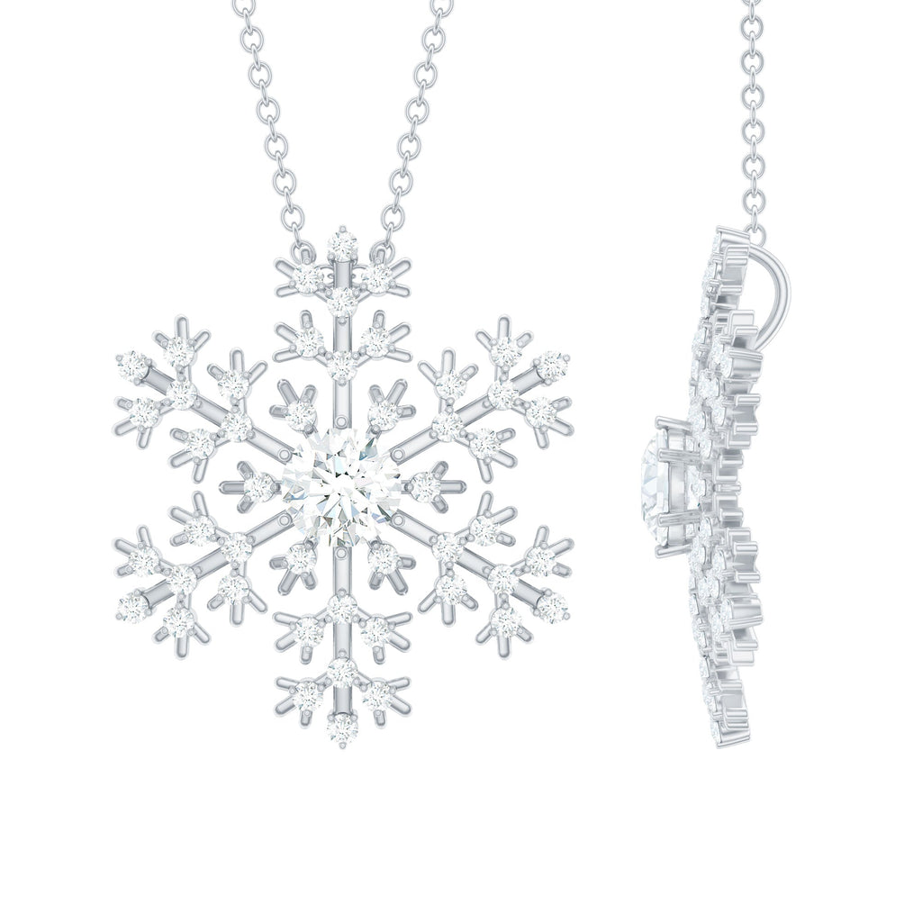 Certified Moissanite Snowflake Pendant Necklace With Chain