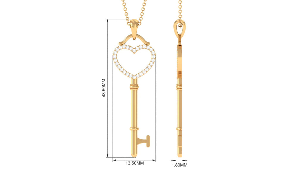 Certified Moissanite Open Heart Key Pendant Necklace