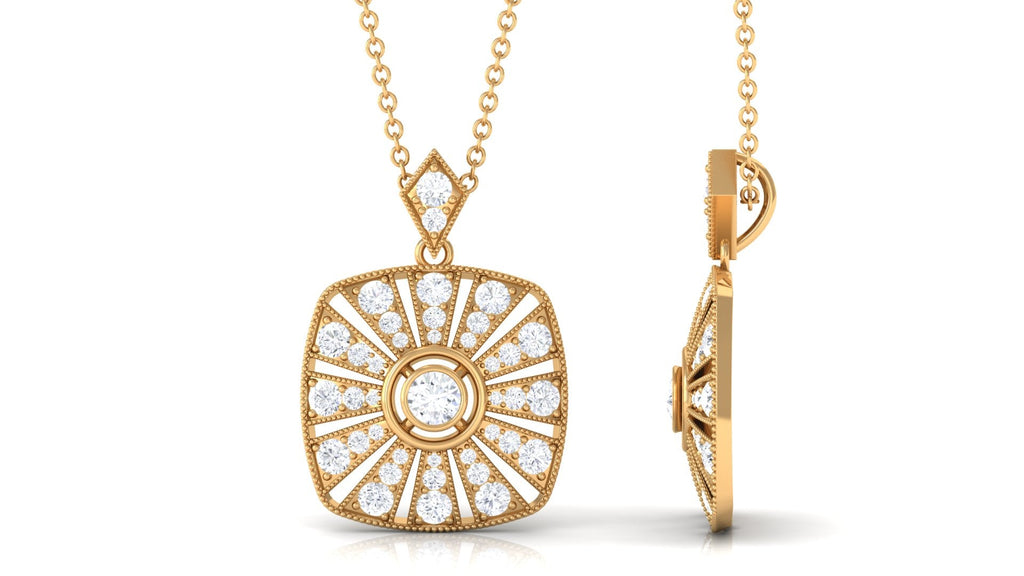 1 CT Certified Moissanite Beaded Vintage Pendant