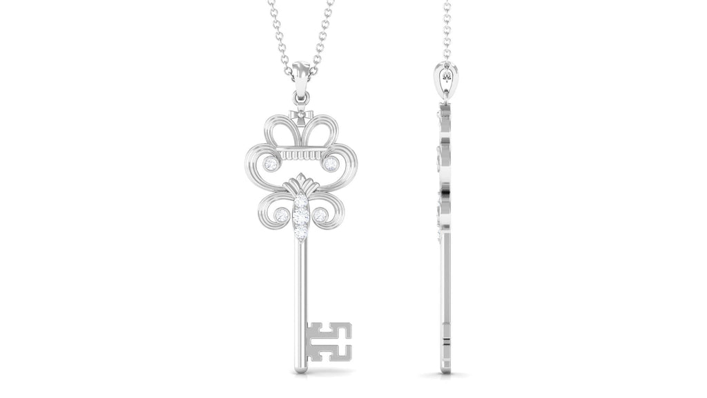 1/4 CT Certified Moissanite Vintage Gold Key Pendant Necklace