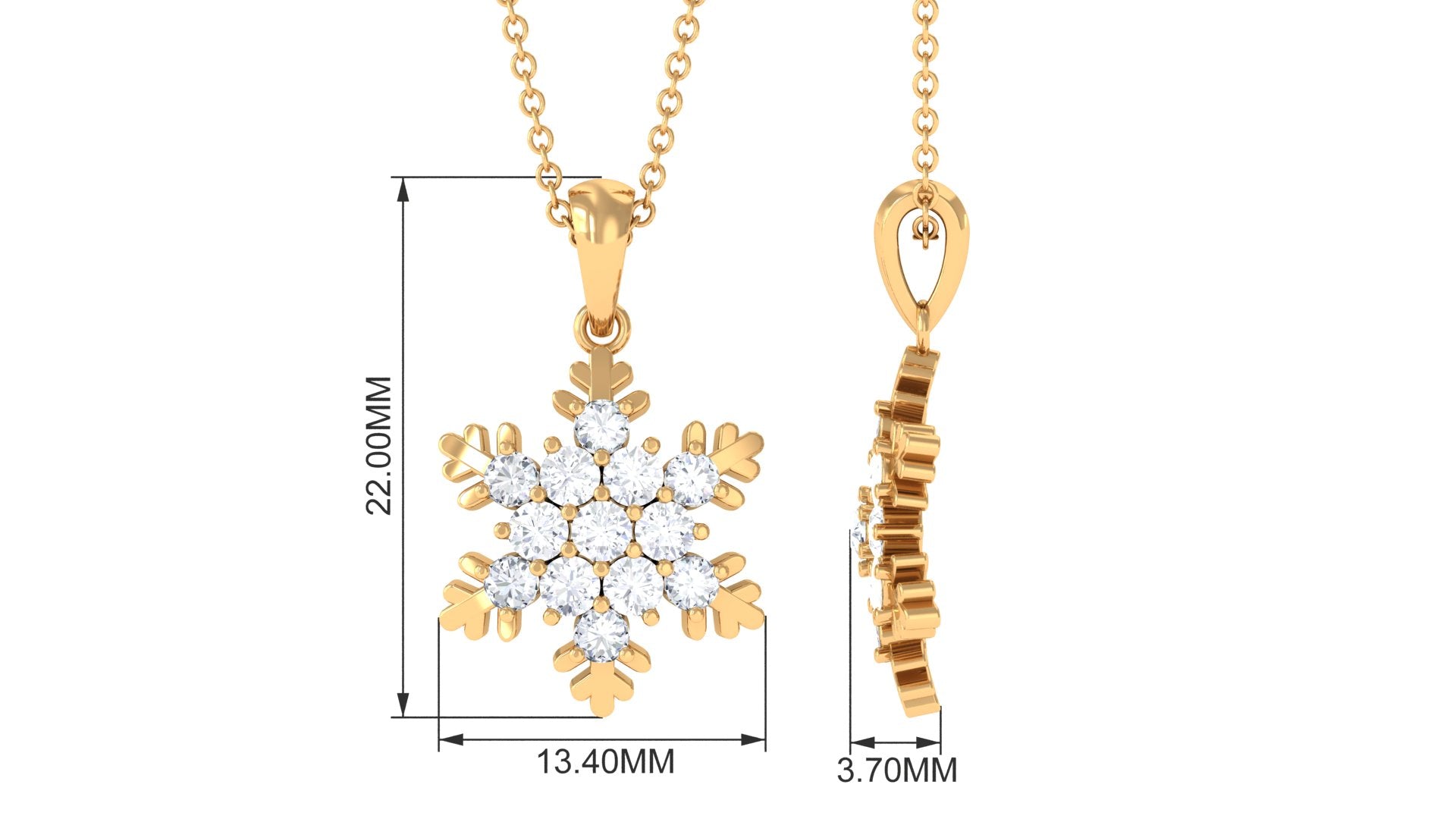 1.25 CT Certified Moissanite Snowflake Pendant in Gold