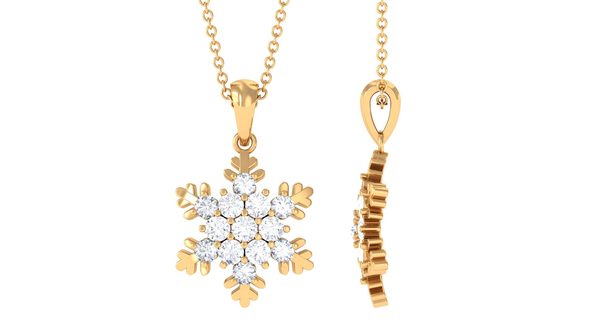 1.25 CT Certified Moissanite Snowflake Pendant in Gold