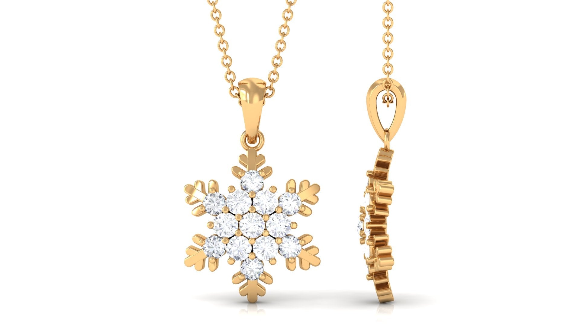 1.25 CT Certified Moissanite Snowflake Pendant in Gold
