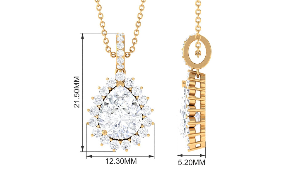 Certified Moissanite Teardrop Pendant in Prong Setting