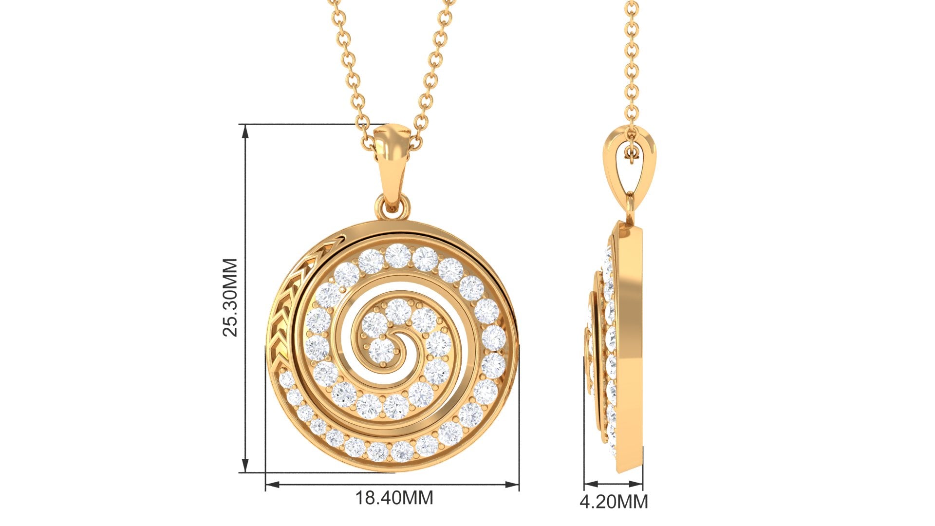 1.25 CT Round Cut Moissanite Swirl Pendant in Gold