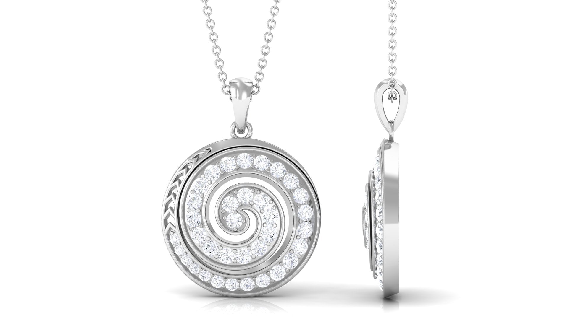 1.25 CT Round Cut Moissanite Swirl Pendant in Gold