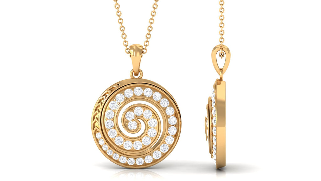 1.25 CT Round Cut Moissanite Swirl Pendant in Gold