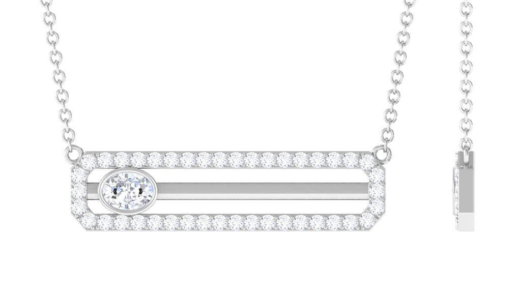 3/4 CT Certified Moissanite Gold Bar Necklace