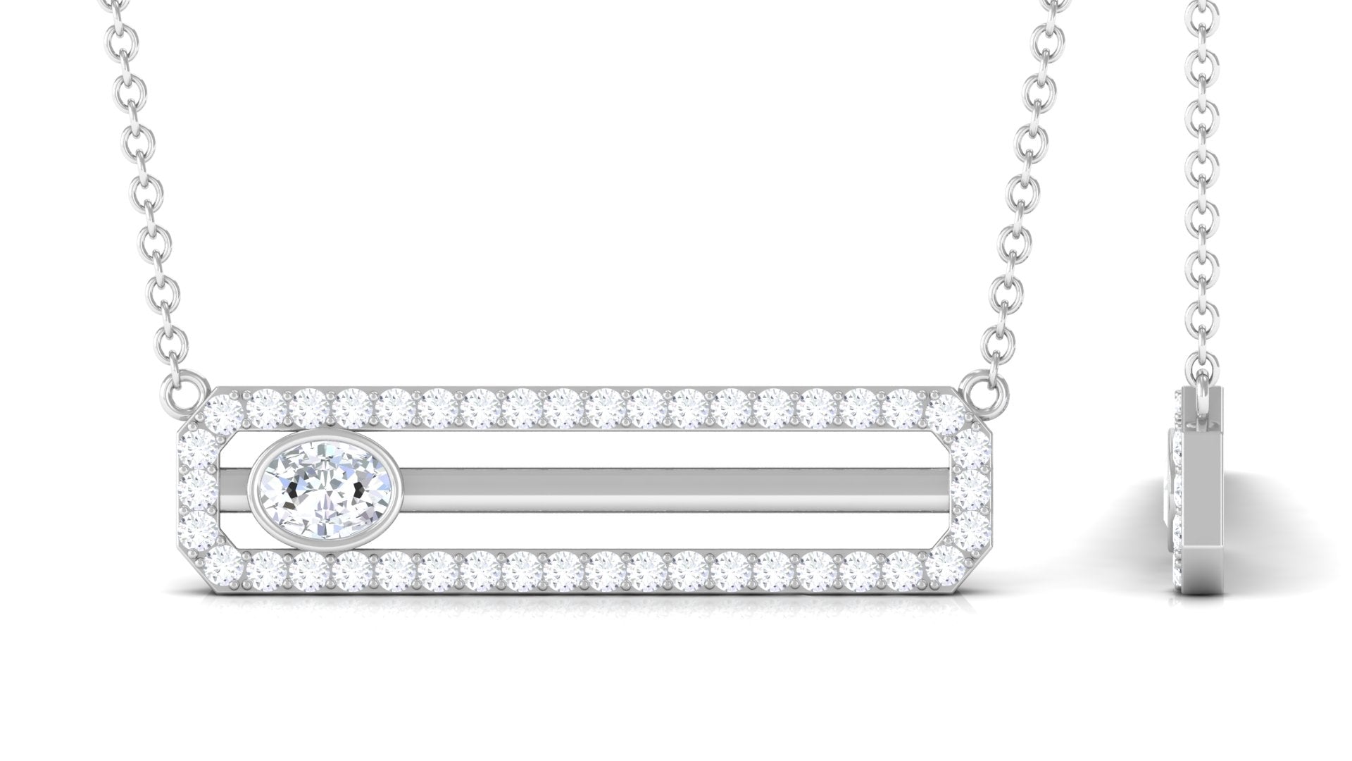 3/4 CT Certified Moissanite Gold Bar Necklace