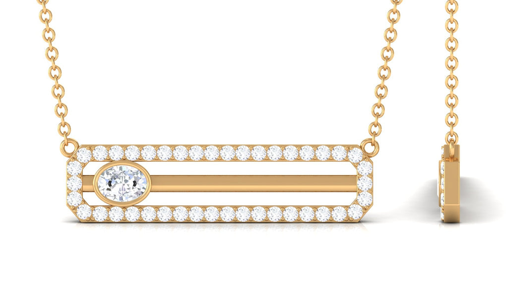3/4 CT Certified Moissanite Gold Bar Necklace