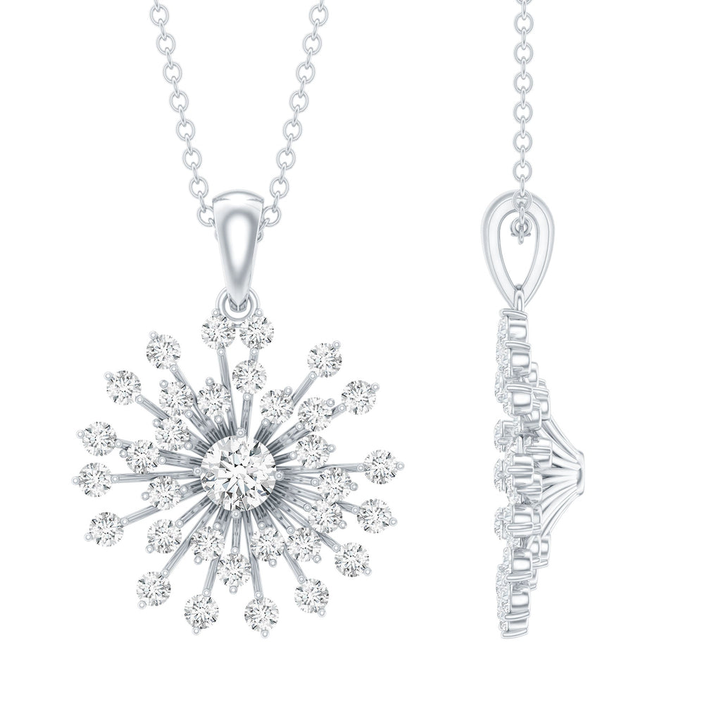 Certified Moissanite Sunburst Pendant in Prong Setting