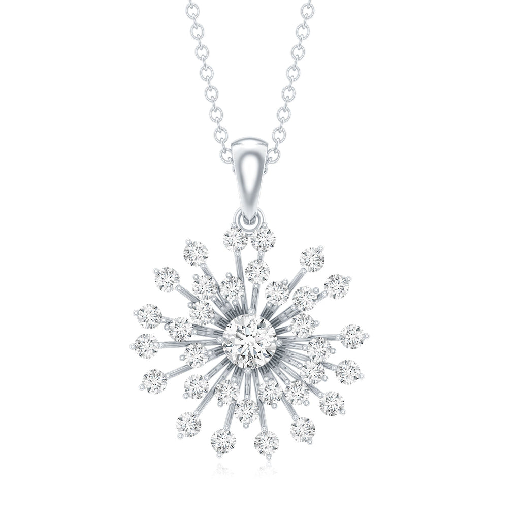 Certified Moissanite Sunburst Pendant in Prong Setting
