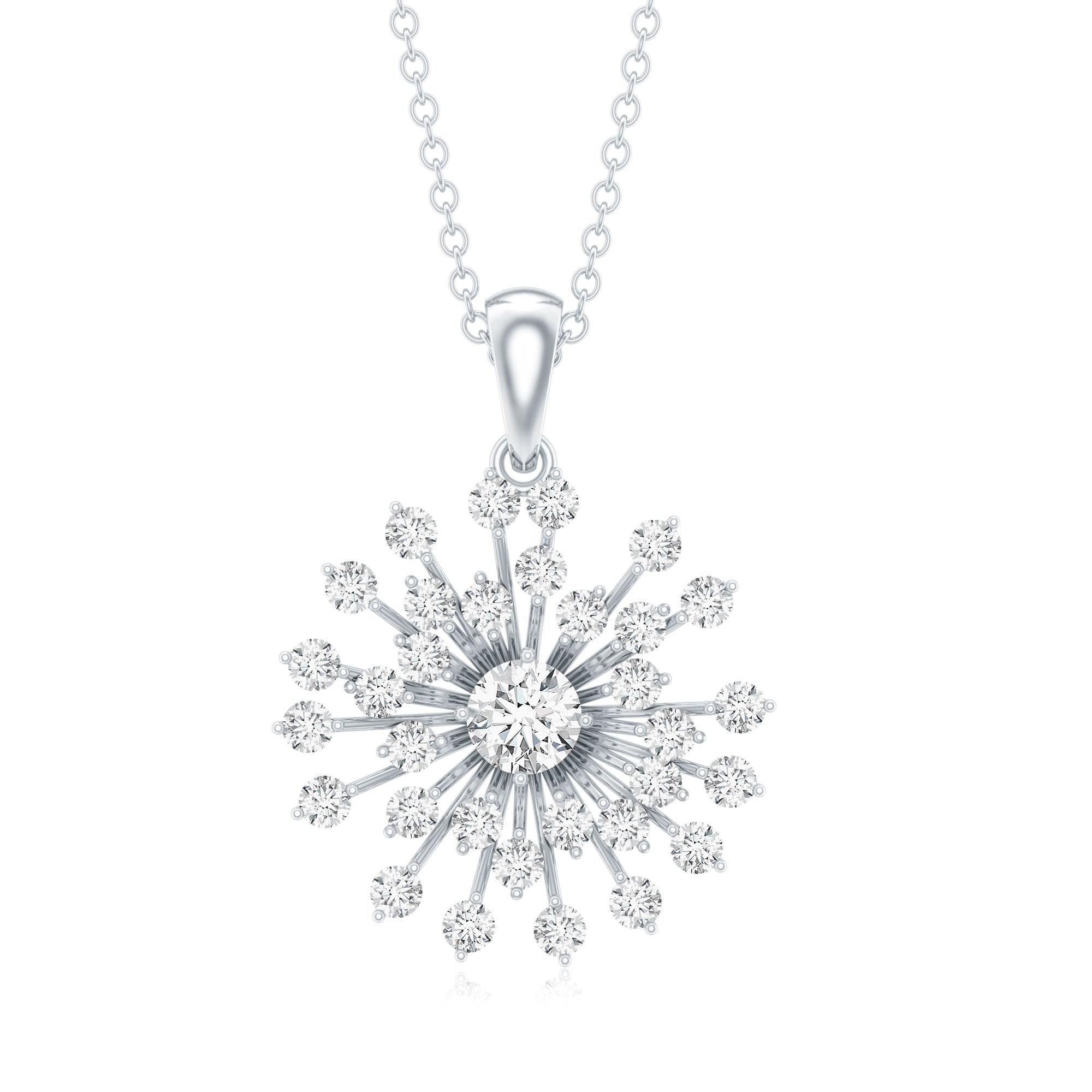 Certified Moissanite Sunburst Pendant in Prong Setting