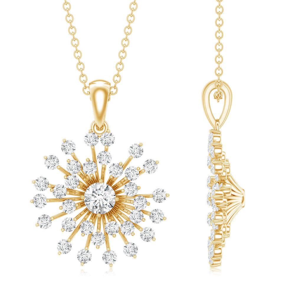 Certified Moissanite Sunburst Pendant in Prong Setting