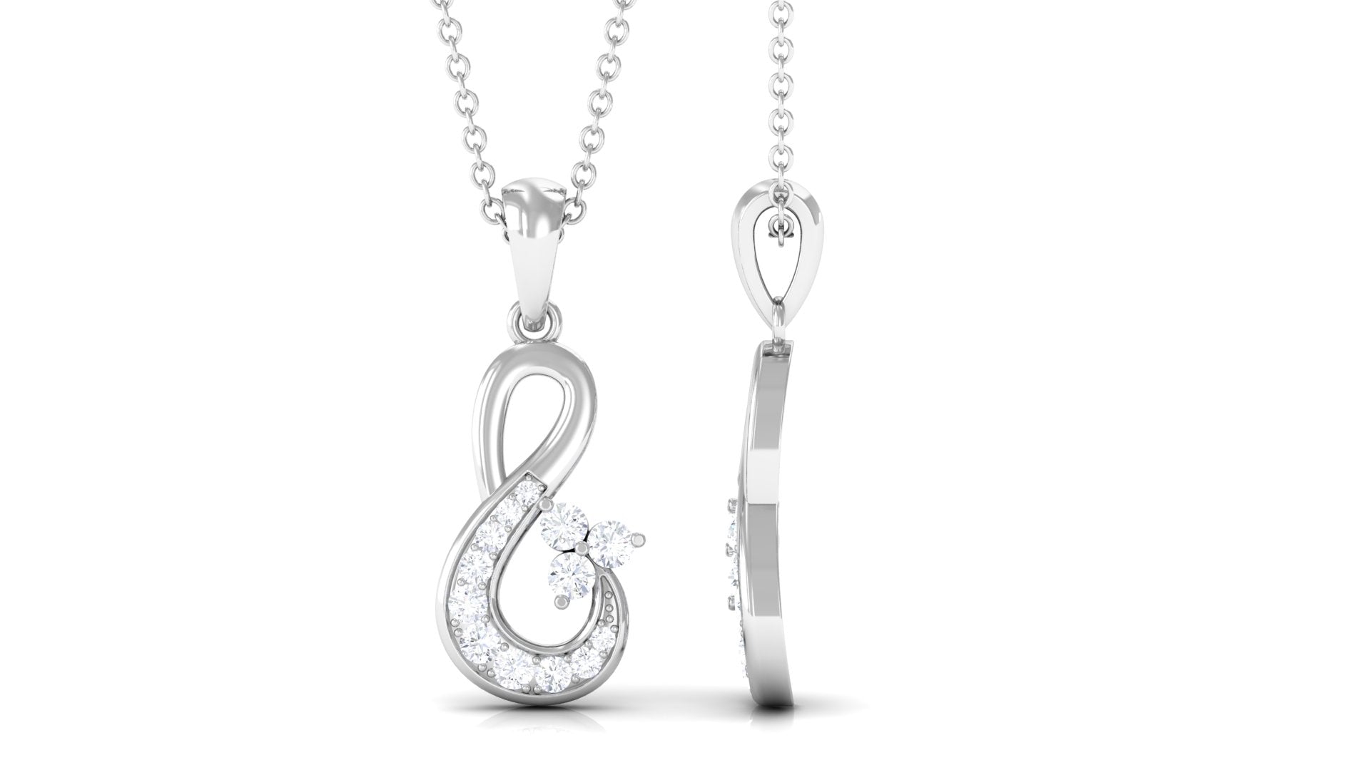 1/2 CT Certified Moissanite Infinity Gold Pendant in Prong Setting