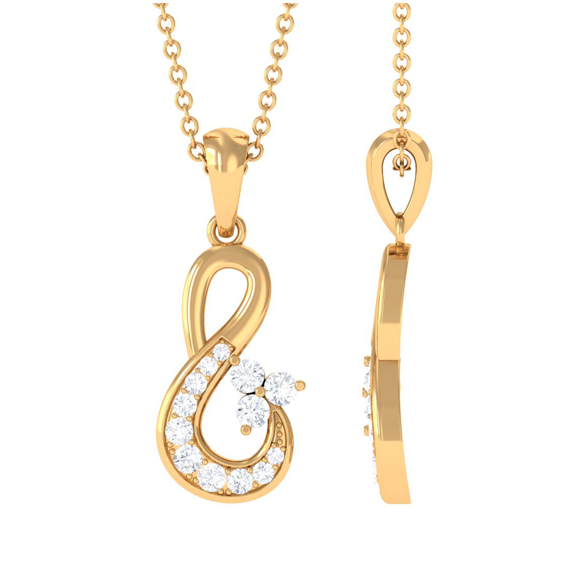 1/2 CT Certified Moissanite Infinity Gold Pendant in Prong Setting