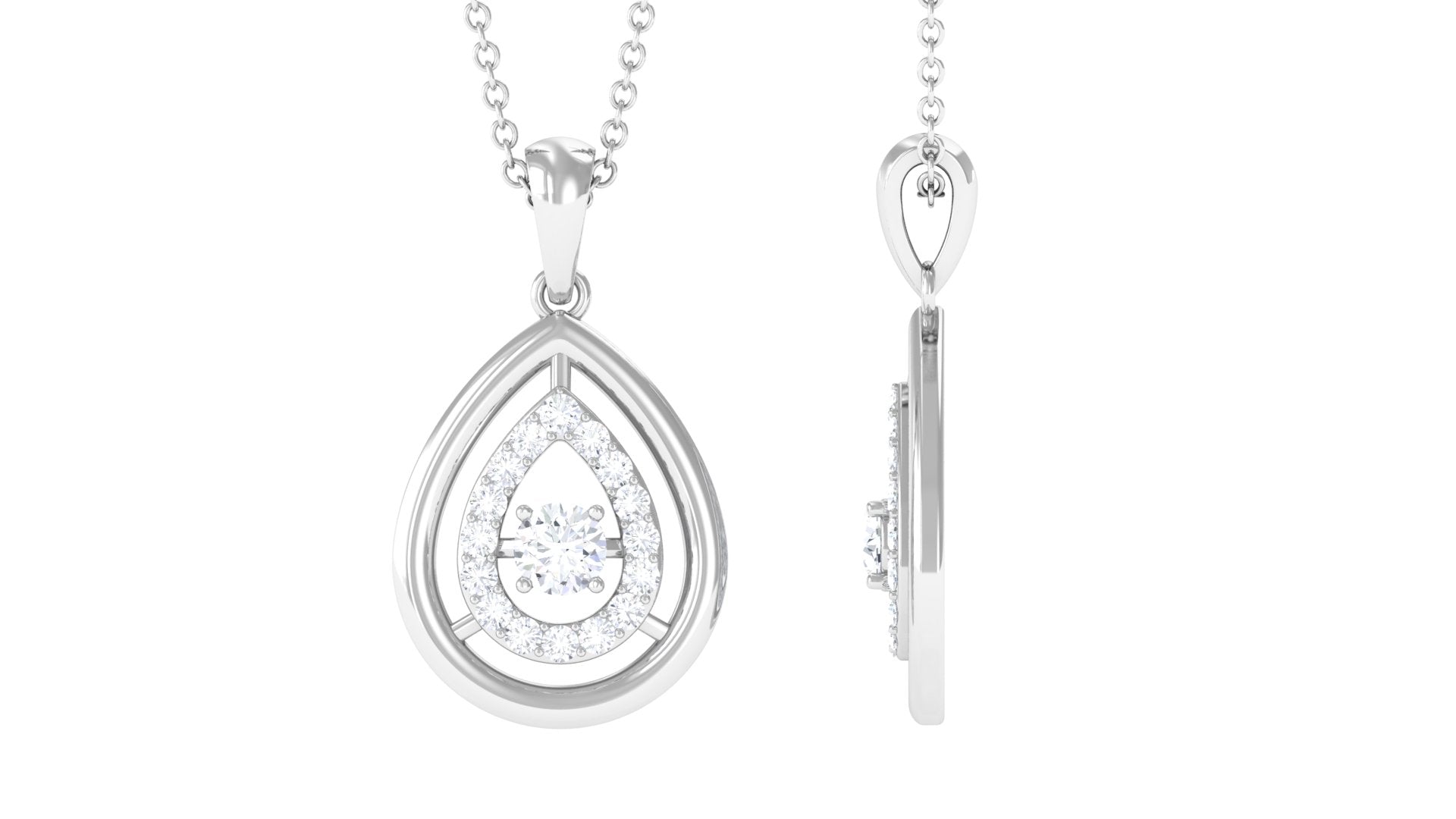 Certified Moissanite Teardrop Pendant with Halo