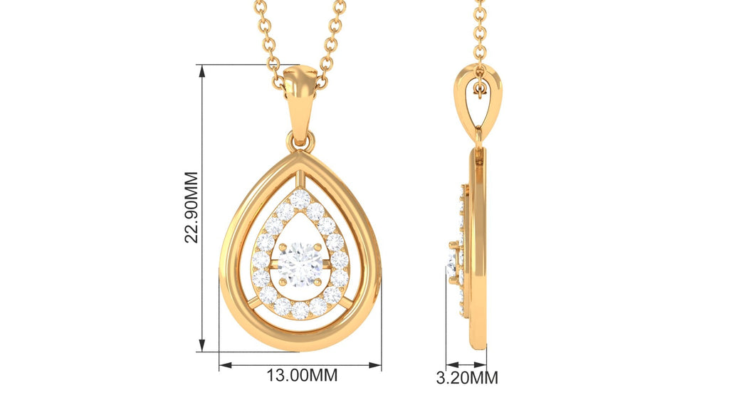 Certified Moissanite Teardrop Pendant with Halo