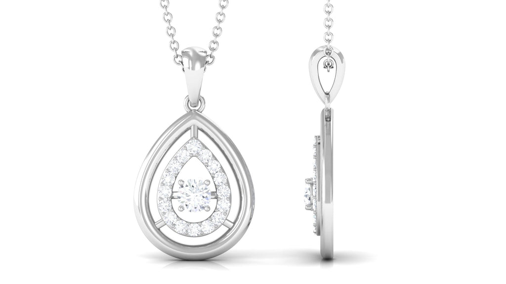 Certified Moissanite Teardrop Pendant with Halo