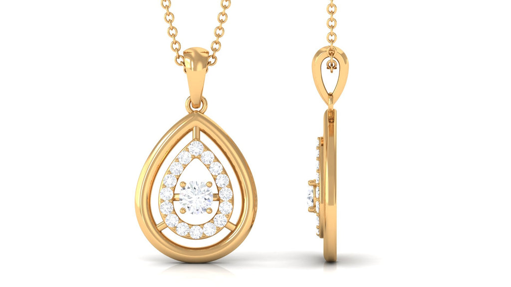Certified Moissanite Teardrop Pendant with Halo