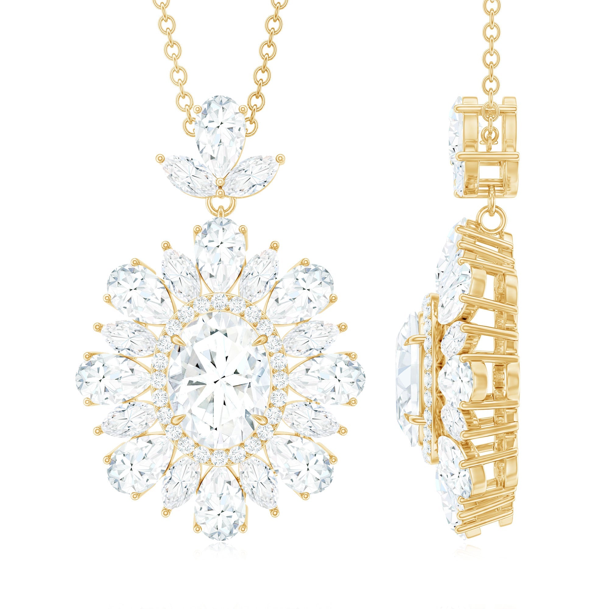 3.75 CT Certified Moissanite Bridal Pendant in Gold