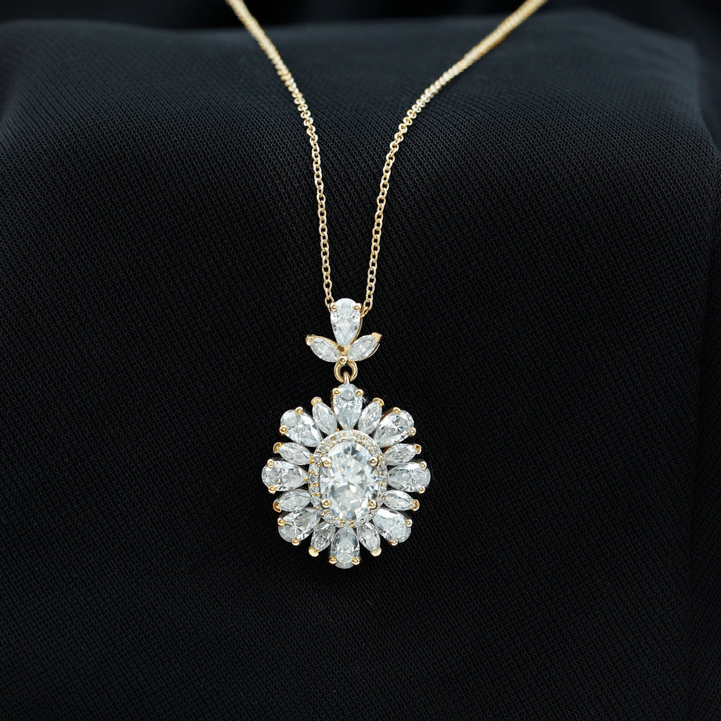 3.75 CT Certified Moissanite Bridal Pendant in Gold