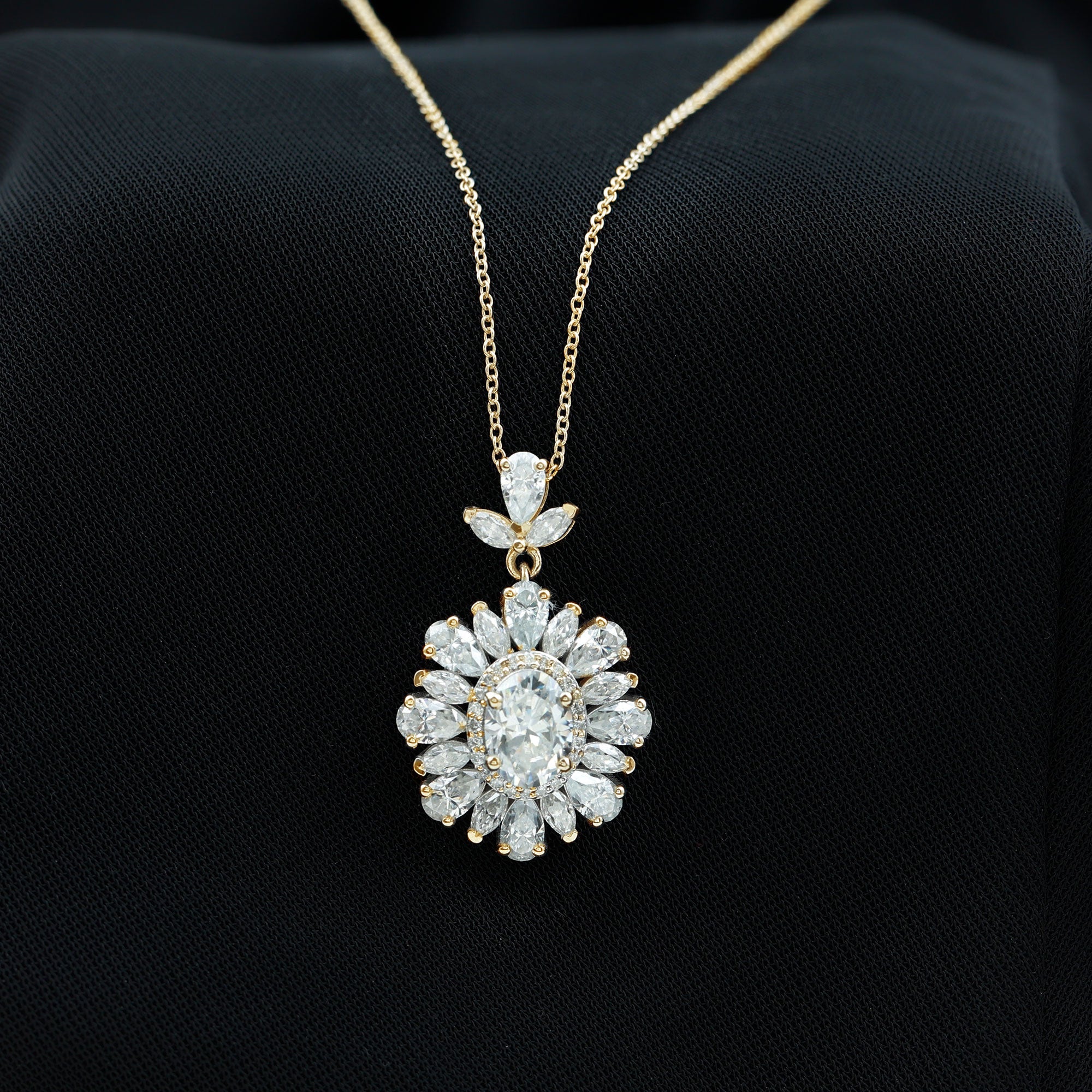 3.75 CT Certified Moissanite Bridal Pendant in Gold