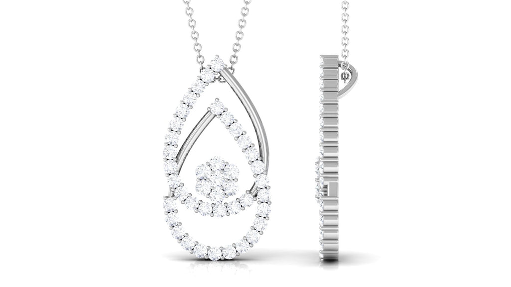 2.5 CT Moissanite Floral Teardrop Pendant in Prong Setting
