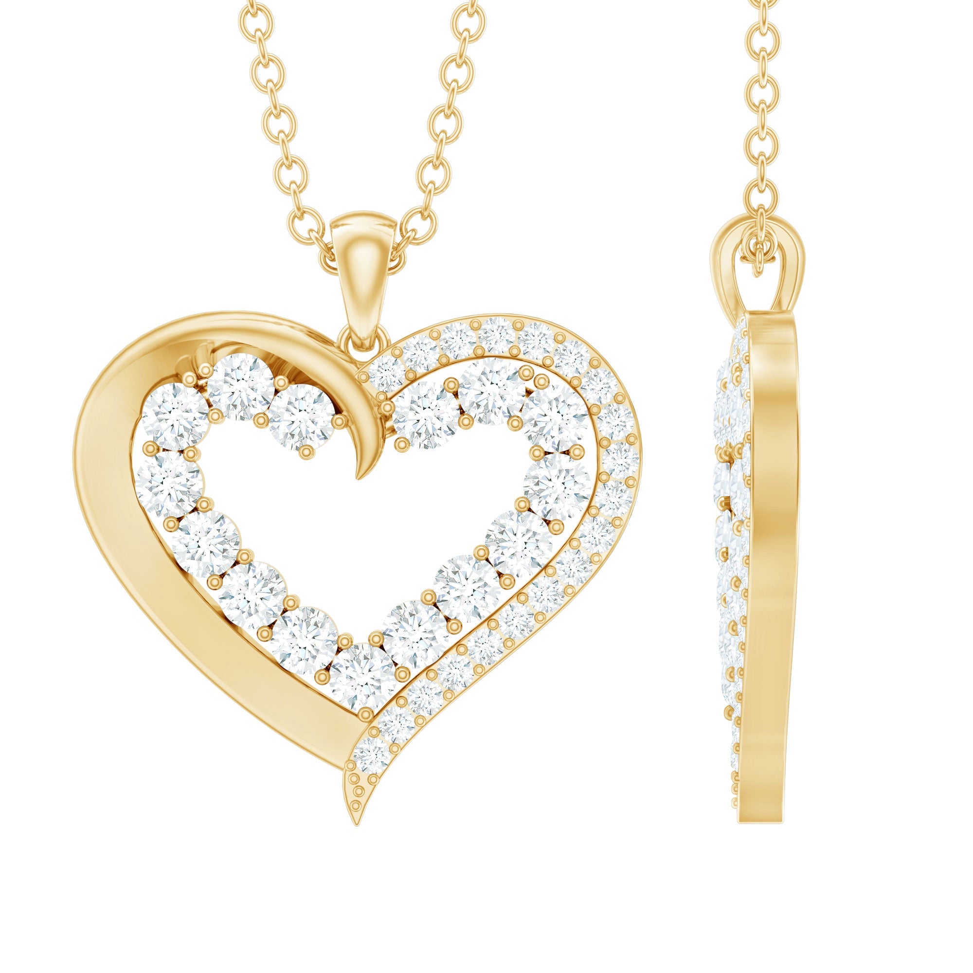 1 CT Certified Moissanite Heart Pendant in Prong Setting