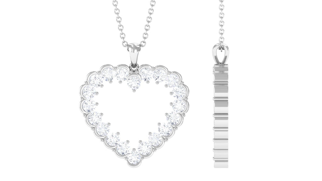 1.75 CT Certified Moissanite Minimal Heart Pendant in Gold