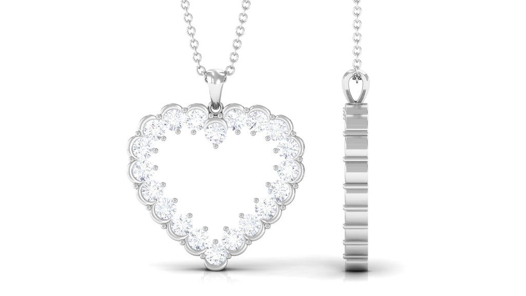 1.75 CT Certified Moissanite Minimal Heart Pendant in Gold