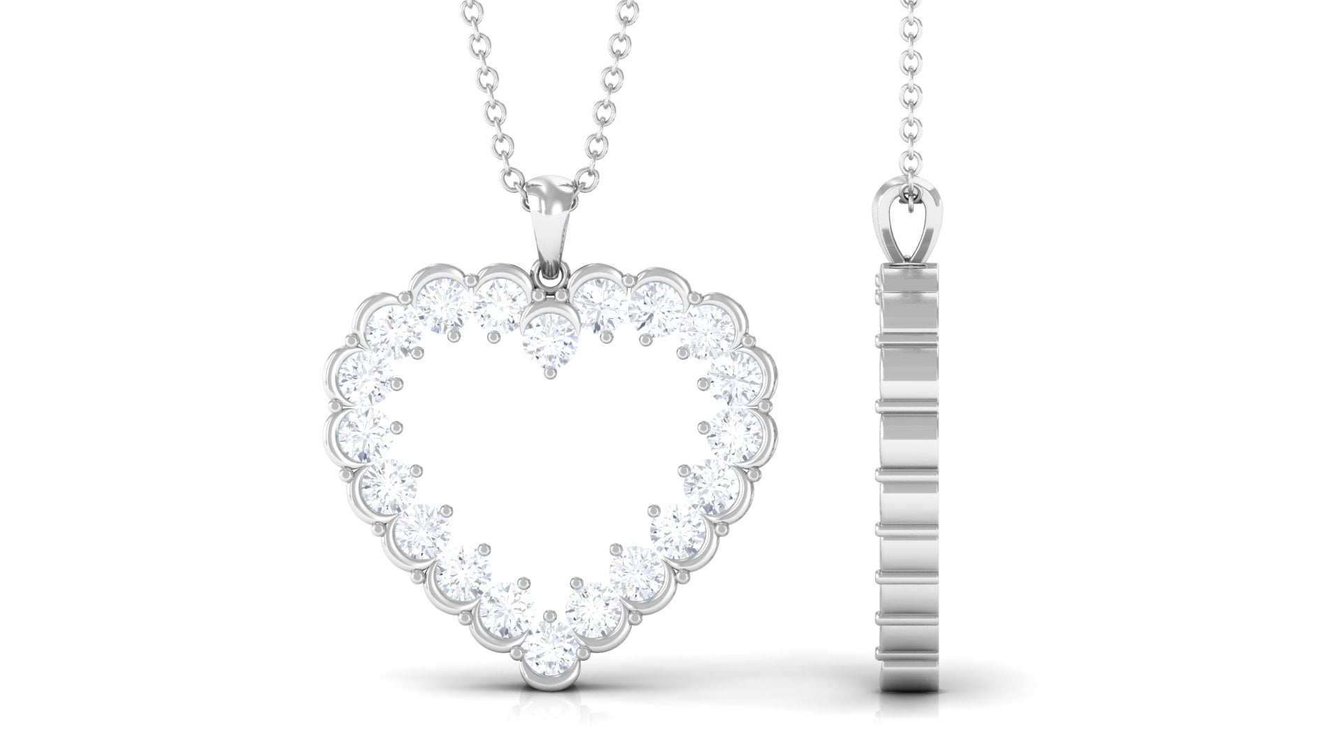1.75 CT Certified Moissanite Minimal Heart Pendant in Gold