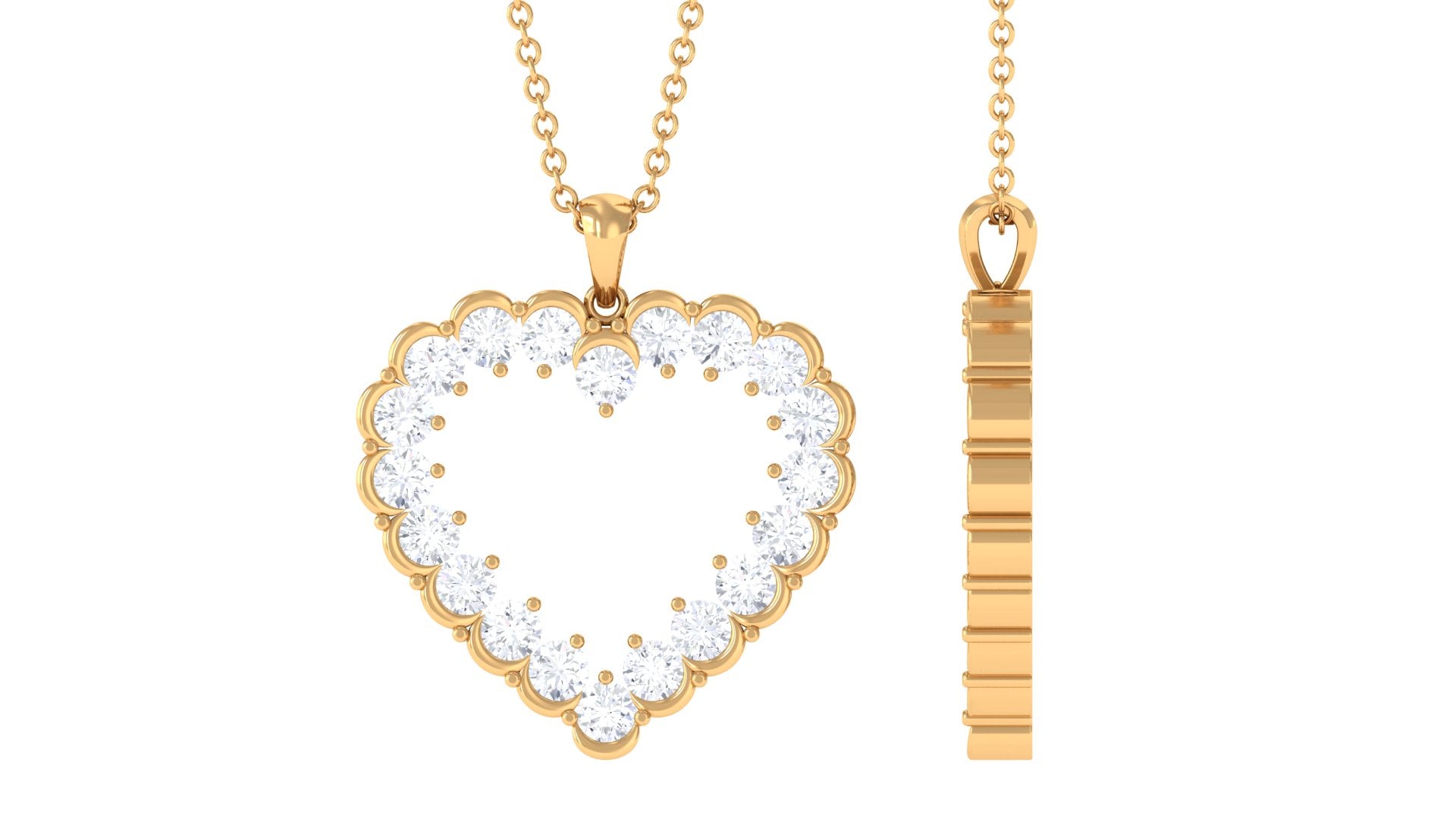 1.75 CT Certified Moissanite Minimal Heart Pendant in Gold
